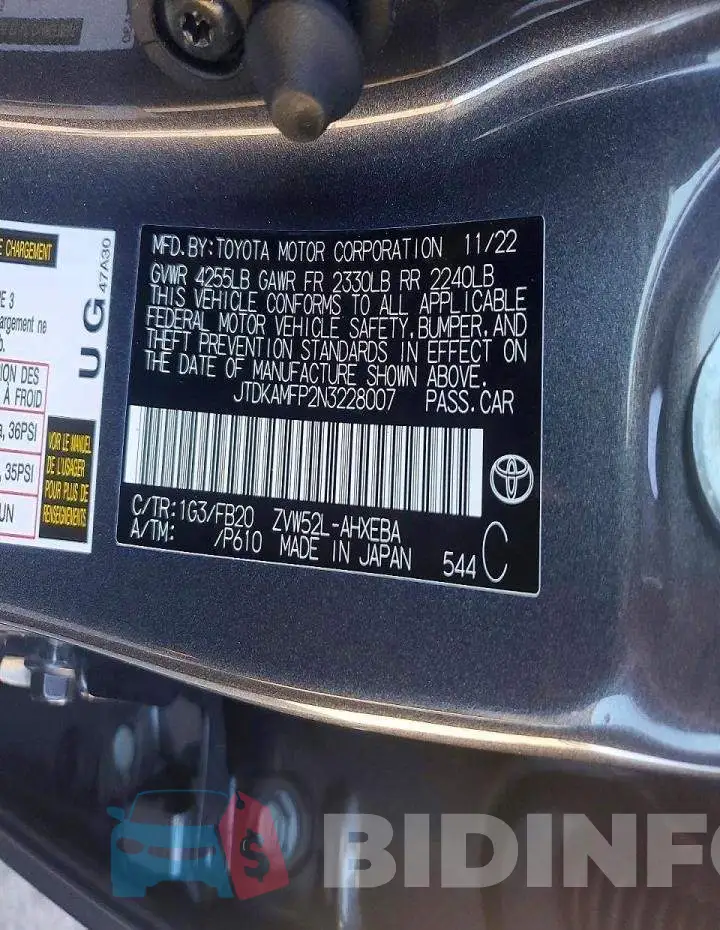 JTDKAMFP2N3228007 Photo# 12