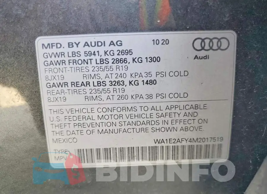 WA1E2AFY4M2017519 Photo# 14