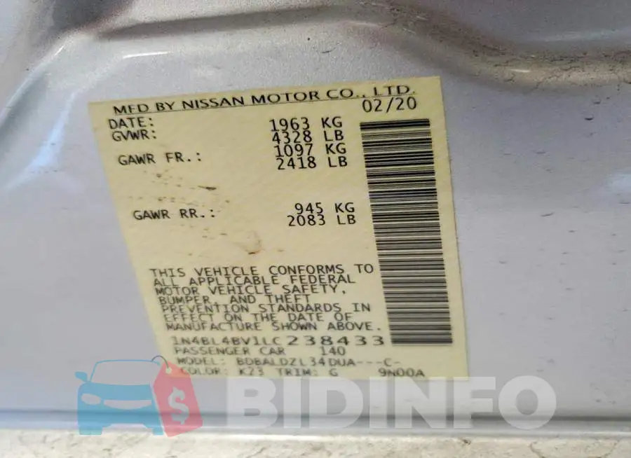 1N4BL4BV1LC238433 Photo# 13