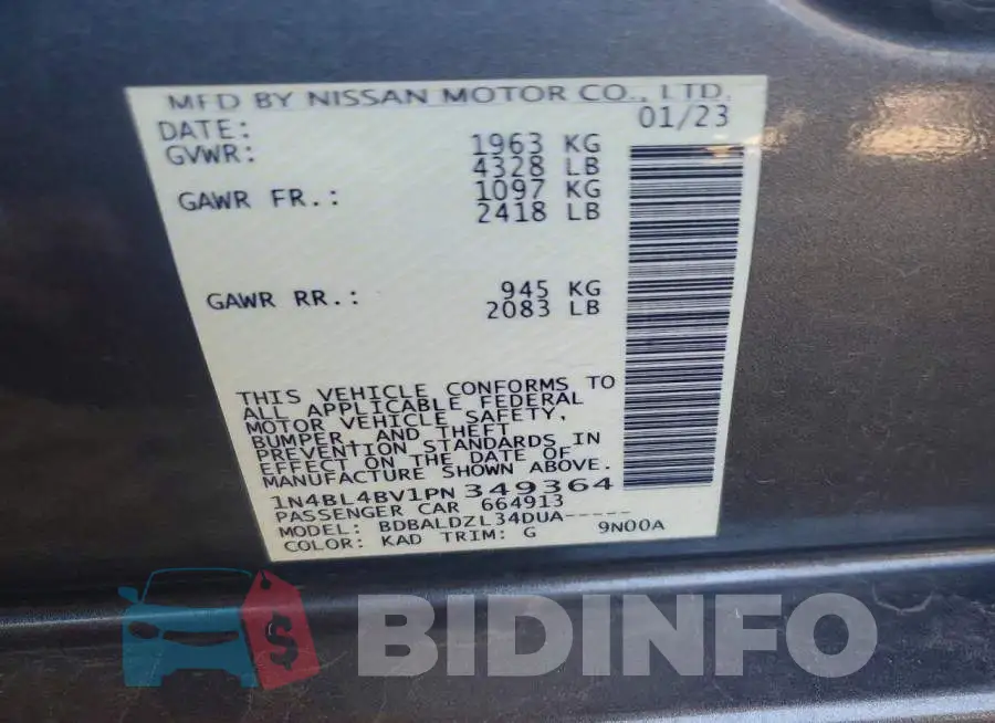 1N4BL4BV1PN349364 Photo# 12
