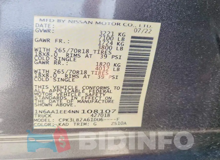 1N6AA1EE4NN108107 Photo# 12