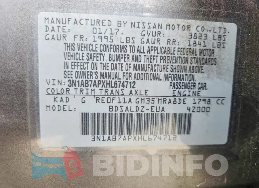 3N1AB7APXHL674712 Photo# 12