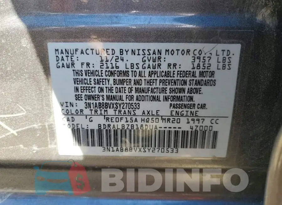 3N1AB8BVXSY270533 Photo# 12