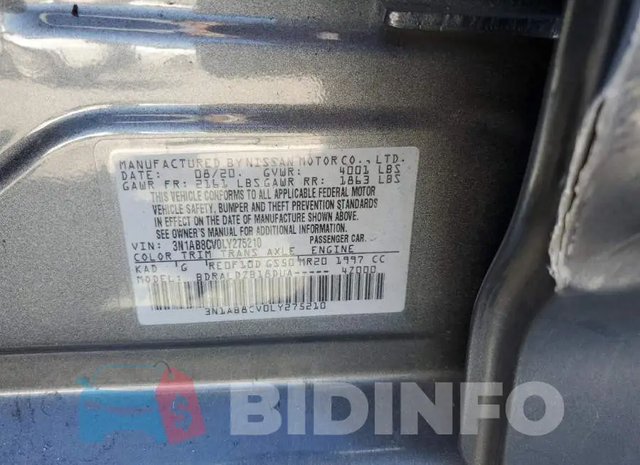 3N1AB8CV0LY275210 Photo# 12