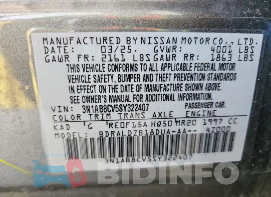 3N1AB8CV5SY322407 Photo# 12