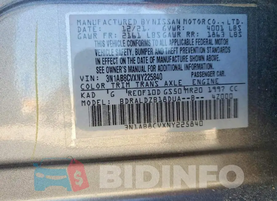 3N1AB8CVXNY225840 Photo# 12