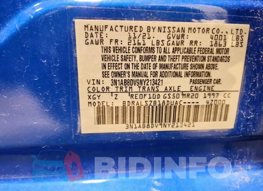 3N1AB8DV9NY213421 Photo# 13