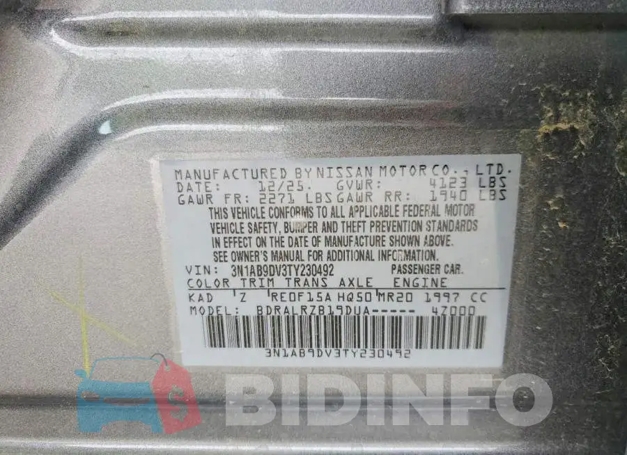 3N1AB9DV3TY230492 Photo# 12