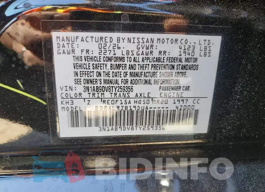 3N1AB9DV8TY259356 Photo# 12