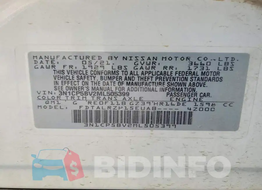 3N1CP5BV2ML505399 Photo# 12
