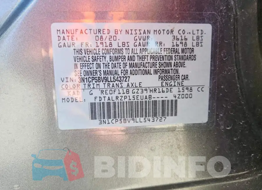 3N1CP5BV9LL543727 Photo# 12