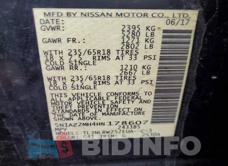 5N1AZ2MH4HN178607 Photo# 14