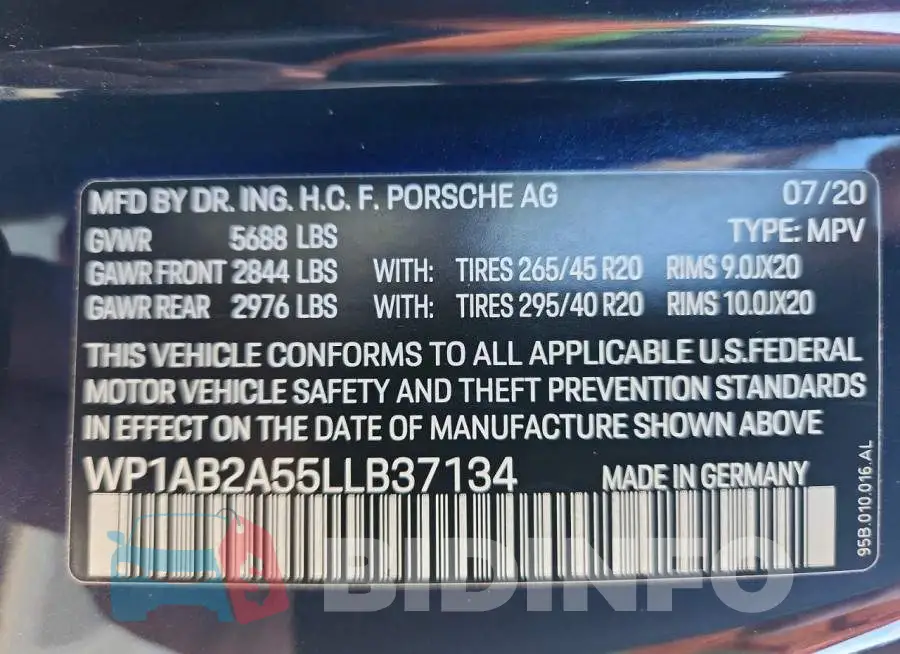 WP1AB2A55LLB37134 Photo# 13