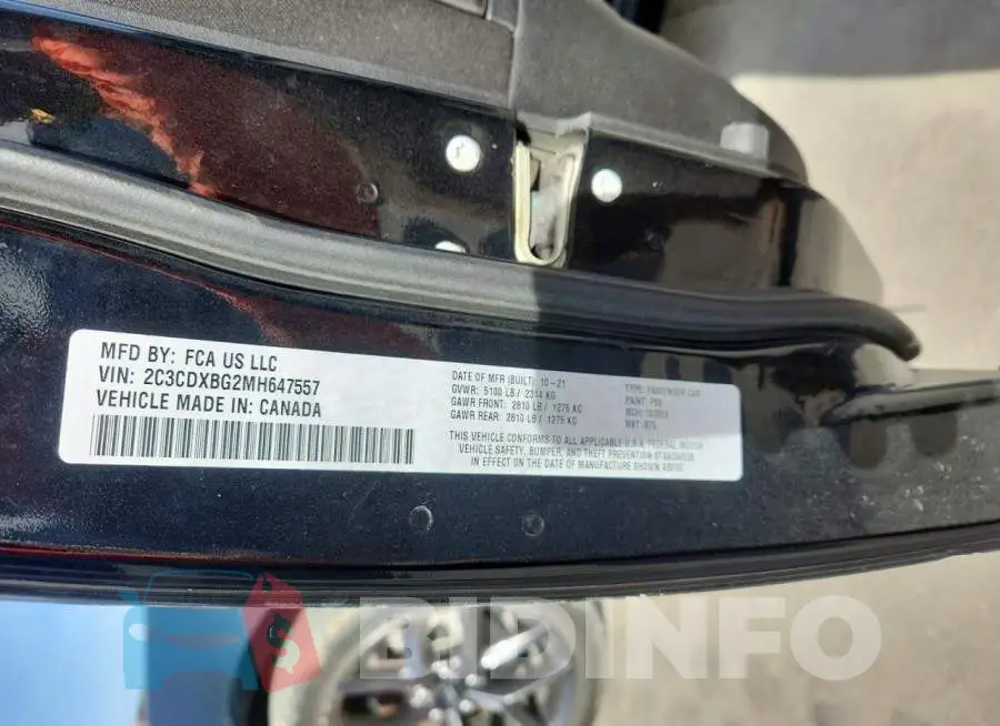 2C3CDXBG2MH647557 Photo# 12