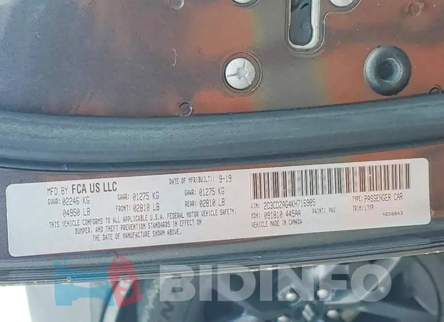 2C3CDZAG4KH716985 Photo# 12