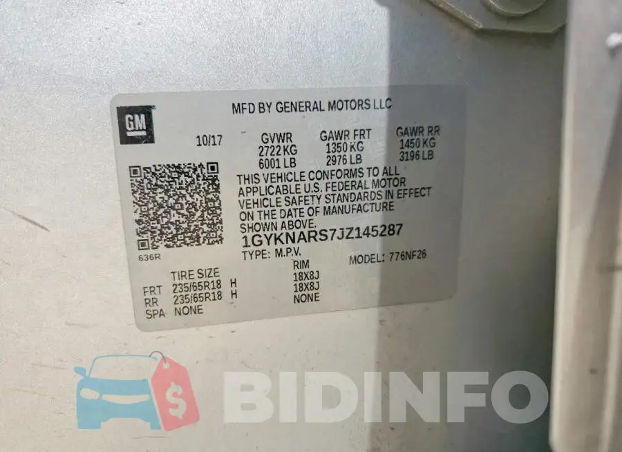1GYKNARS7JZ145287 Photo# 13