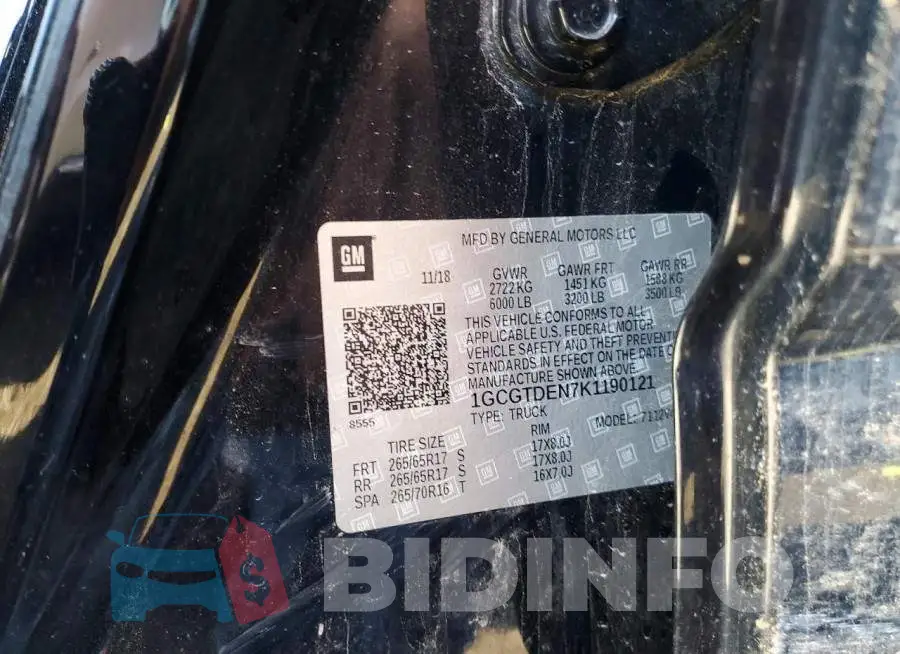 1GCGTDEN7K1190121 Photo# 12