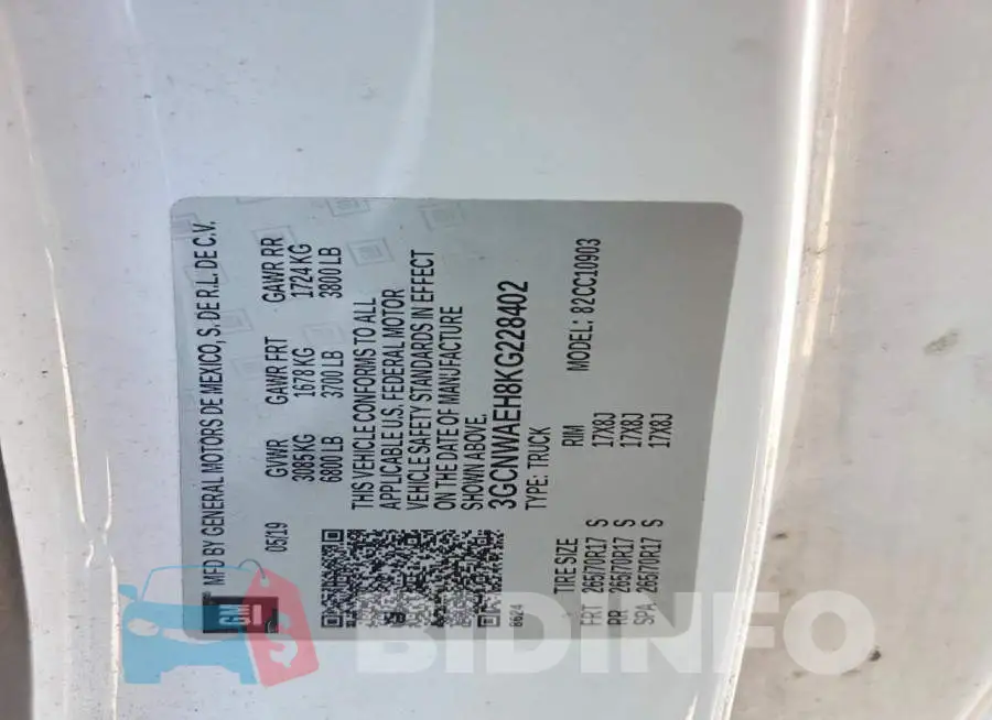3GCNWAEH8KG228402 Photo# 12