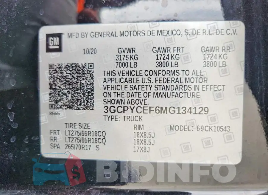 3GCPYCEF6MG134129 Photo# 12