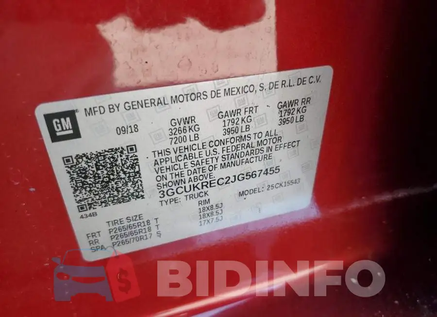 3GCUKREC2JG567455 Photo# 12