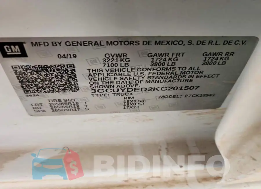 3GCUYDED2KG201507 Photo# 12