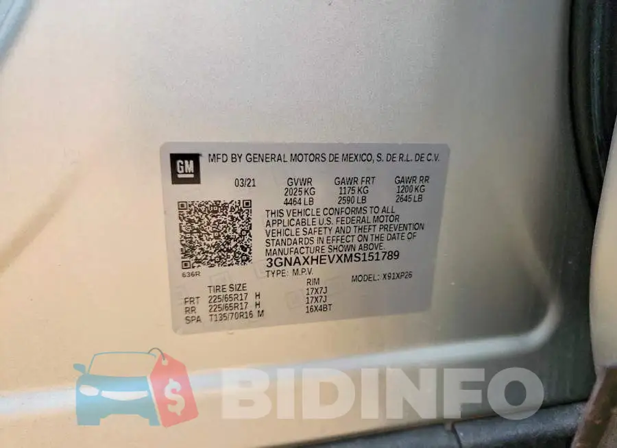 3GNAXHEVXMS151789 Photo# 13