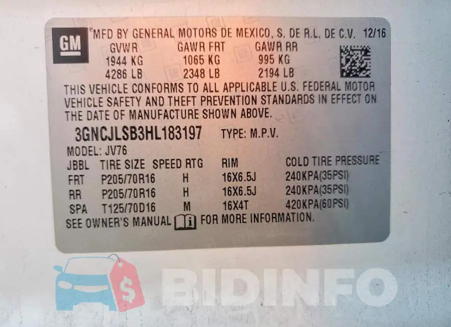 3GNCJLSB3HL183197 Photo# 14