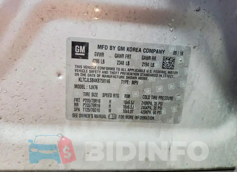 KL7CJLSB4KB758146 Photo# 13