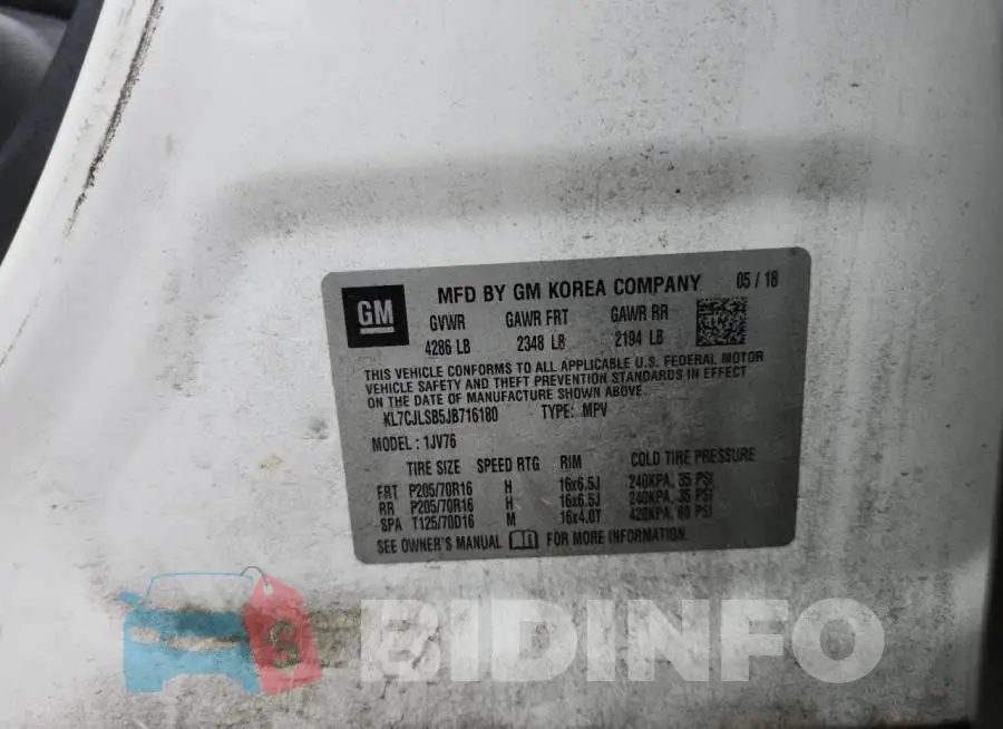 KL7CJLSB5JB716180 Photo# 13