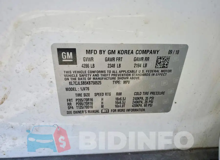 KL7CJLSB5KB750525 Photo# 13