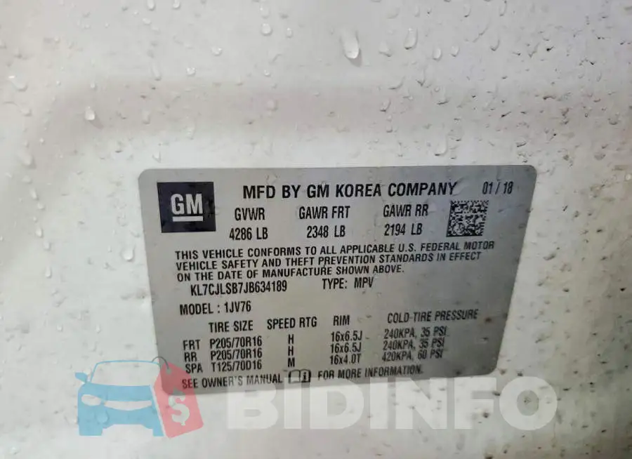 KL7CJLSB7JB634189 Photo# 12