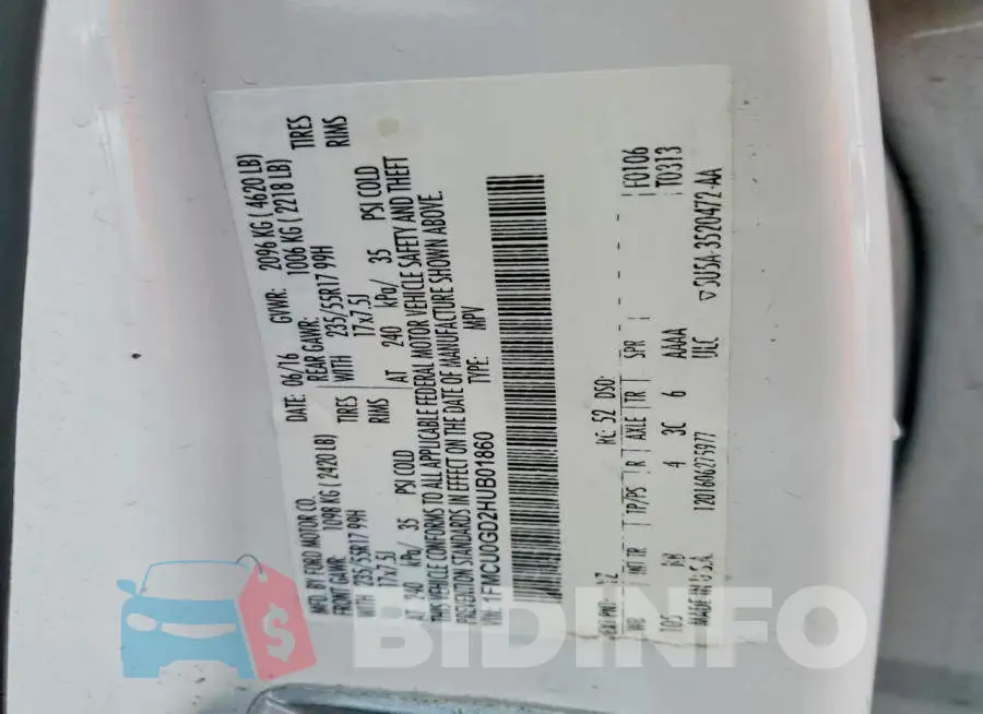 1FMCU0GD2HUB01860 Photo# 12