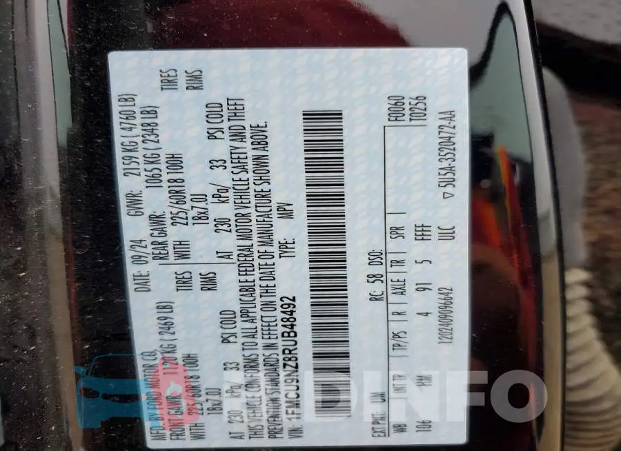 1FMCU9NZ8RUB48492 Photo# 14