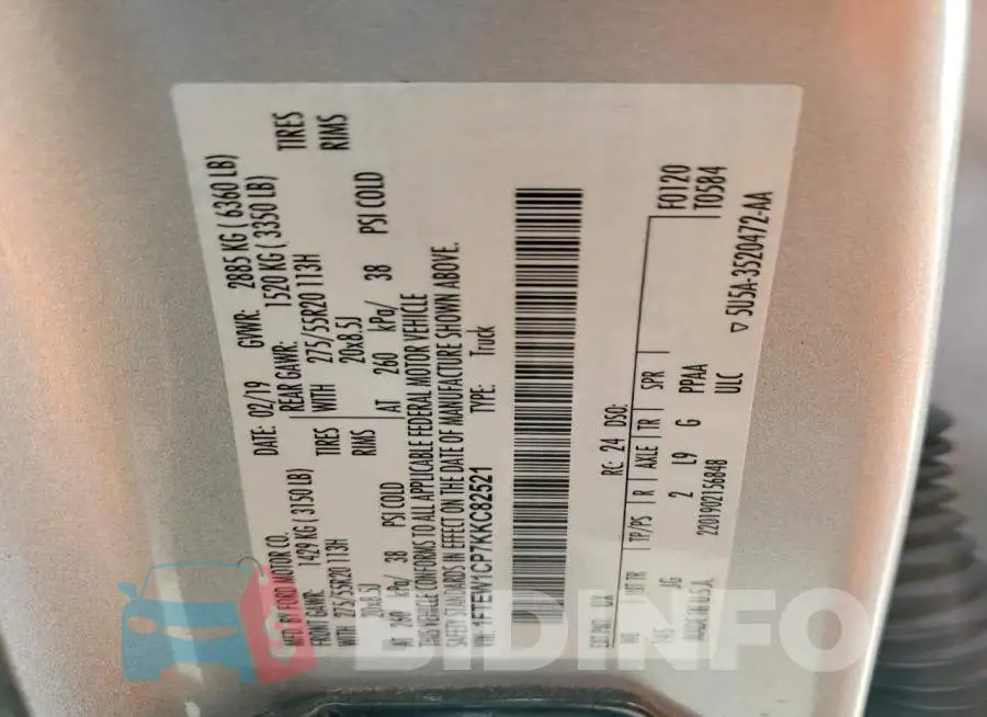 1FTEW1CP7KKC82521 Photo# 12