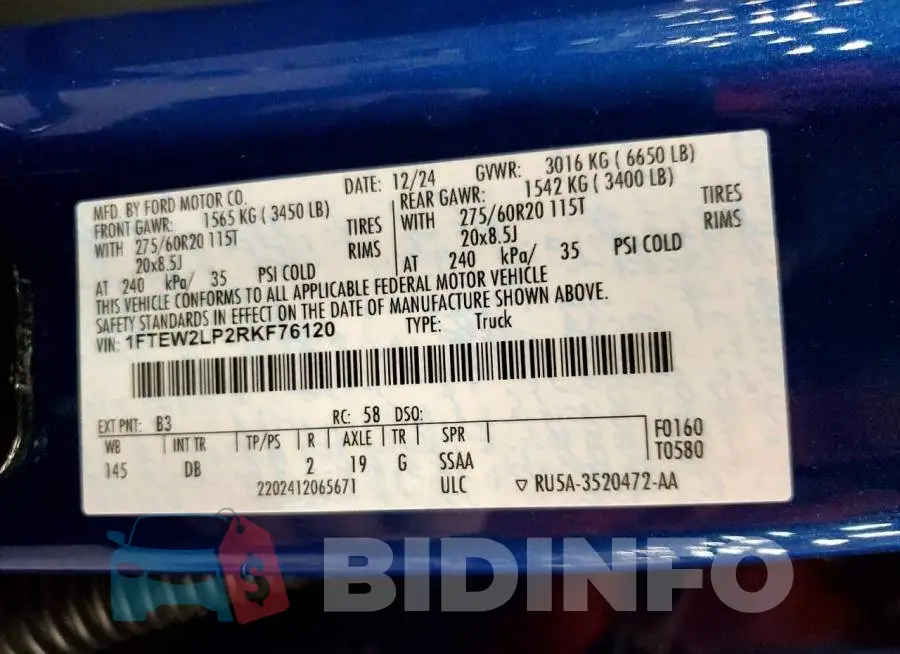 1FTEW2LP2RKF76120 Photo# 12