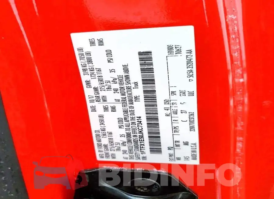 1FTFX1E50JKC73414 Photo# 12