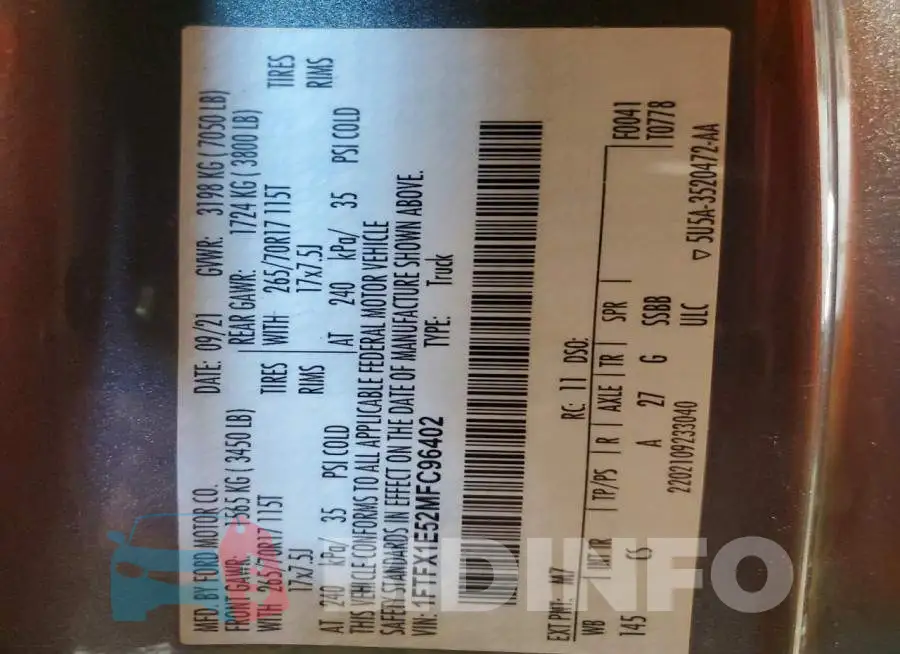 1FTFX1E52MFC96402 Photo# 12