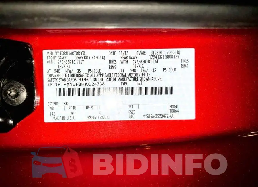 1FTFX1EF8HKC24738 Photo# 12