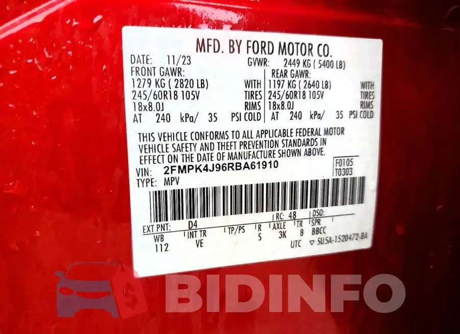 2FMPK4J96RBA61910 Photo# 14