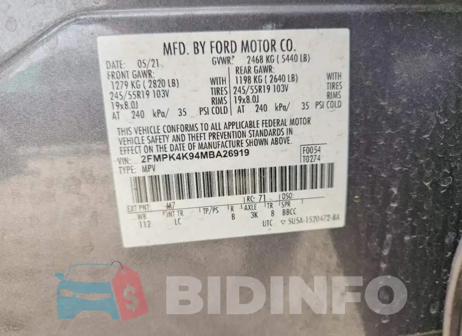 2FMPK4K94MBA26919 Photo# 12