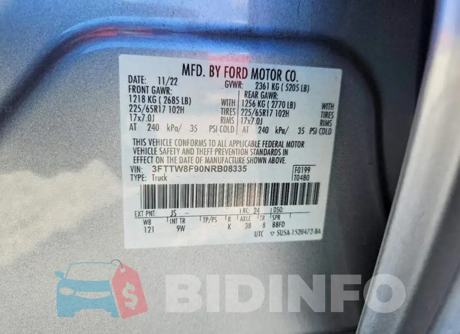 3FTTW8F90NRB08335 Photo# 12