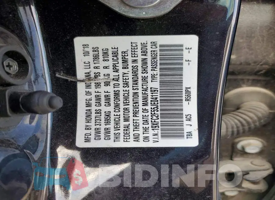 19XFC2F55JE041197 Photo# 12