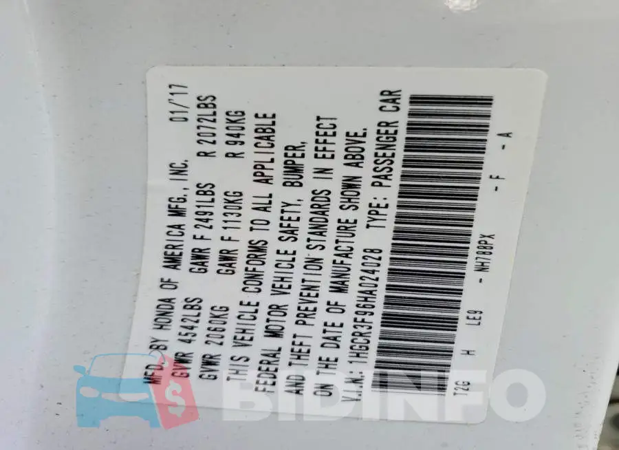 1HGCR3F96HA024028 Photo# 12
