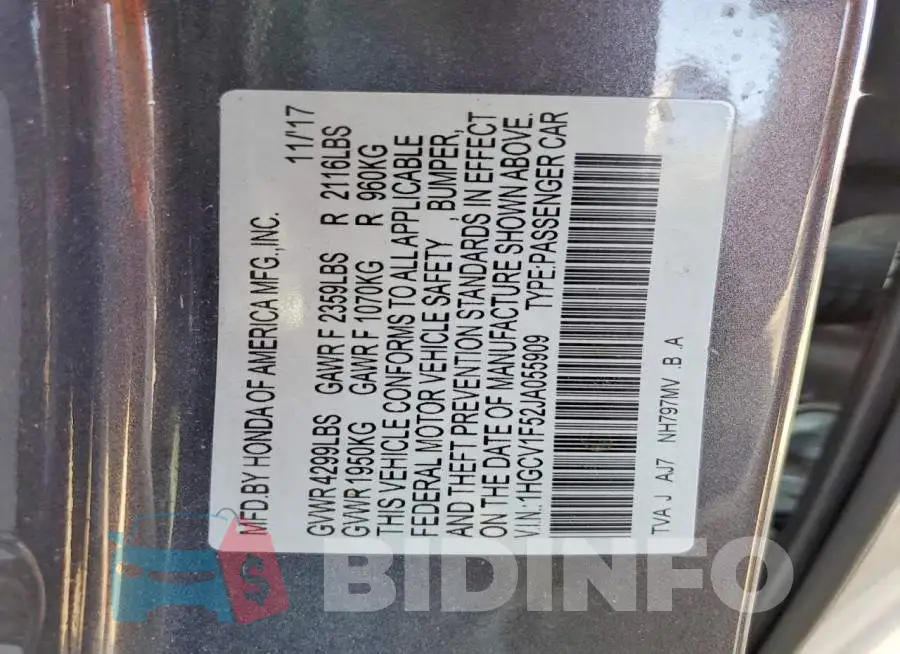 1HGCV1F52JA055909 Photo# 12