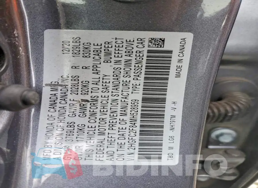 2HGFC2F84MH528959 Photo# 12