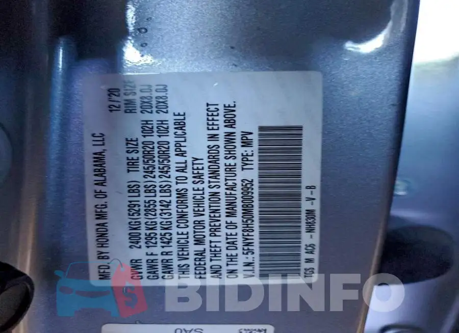 5FNYF8H50MB009952 Photo# 13