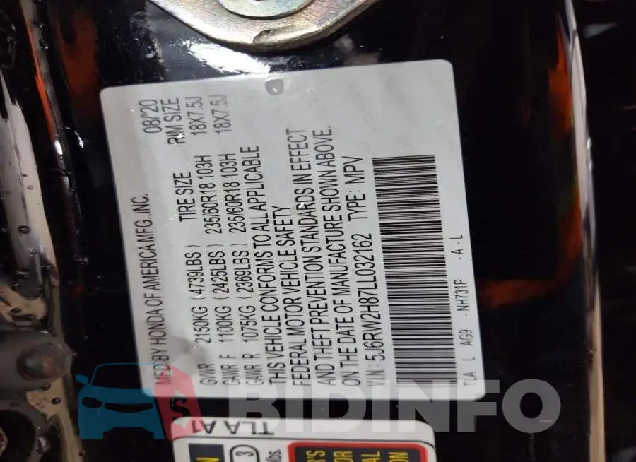 5J6RW2H87LL032162 Photo# 14