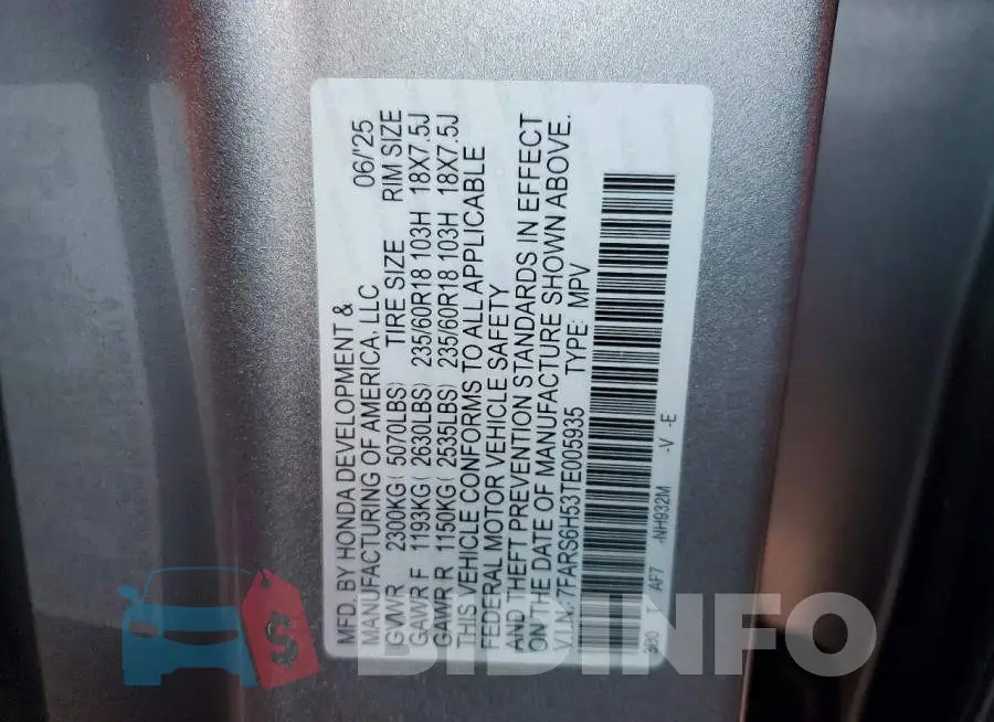 7FARS6H53TE005935 Photo# 13