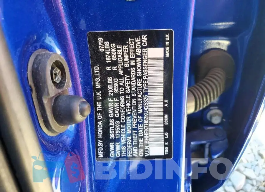 SHHFK7H62KU425325 Photo# 12