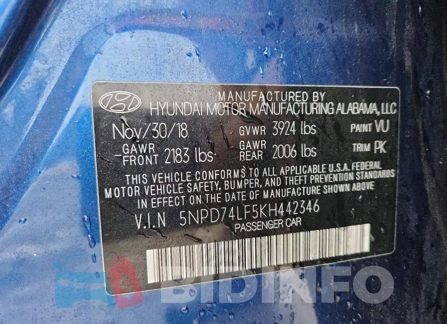5NPD74LF5KH442346 Photo# 12